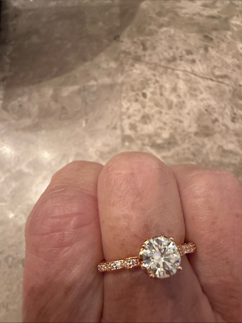 MOISSANITE Rose Gold Over 925 silver Halo 1 carat Engagement Ring - Picture 3 of 9